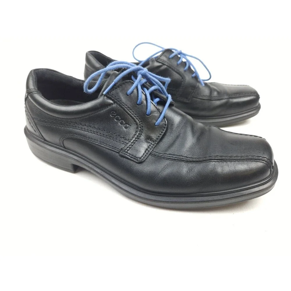 ECCO Men's Helsinki Bicycle Toe Leather Shoes Size 42 US 8-8.5 Black